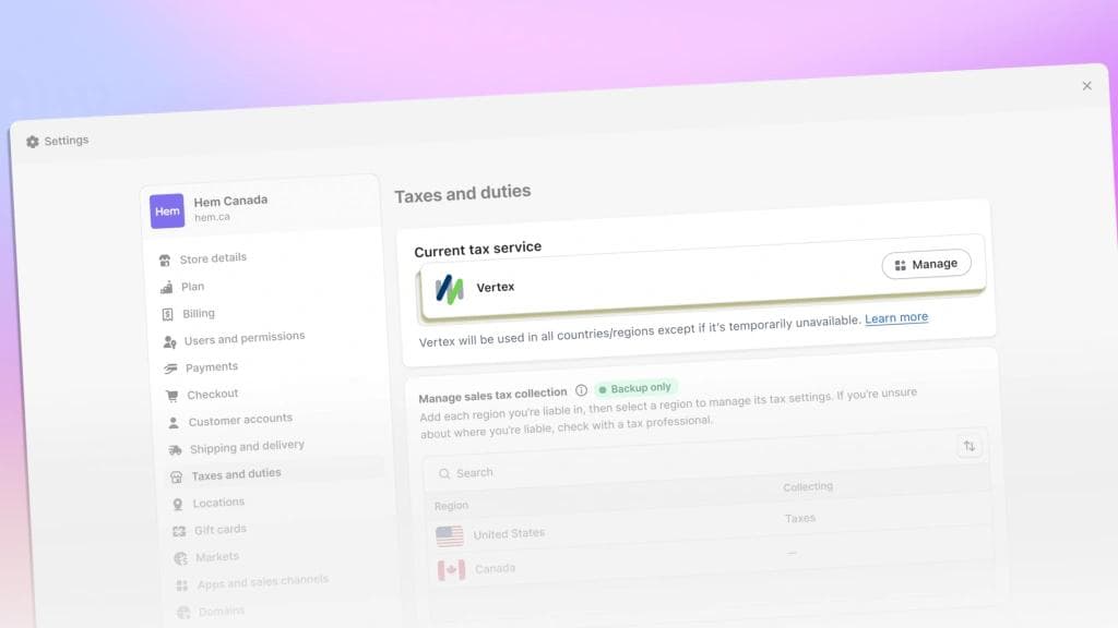 Shopify Tax Platform